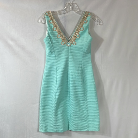 Lilly Pulitzer Dress size 00 Aqua with Gold embellishment - Picture 2 of 12